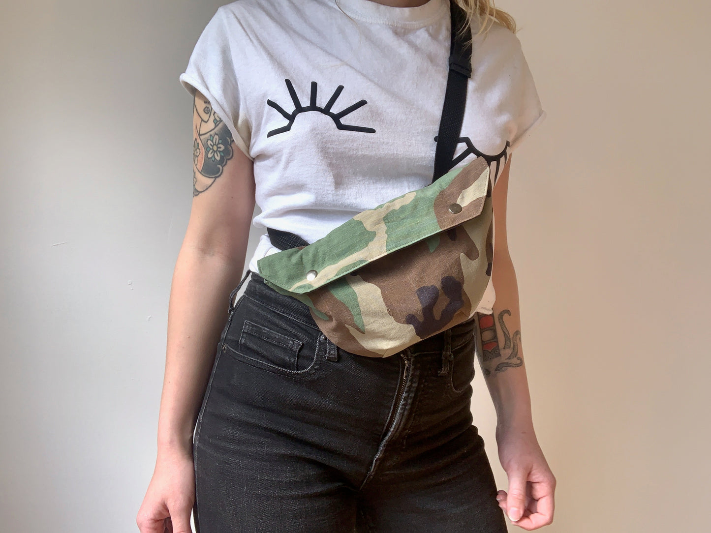 Upcycled Camo Crossbody Fanny Pack
