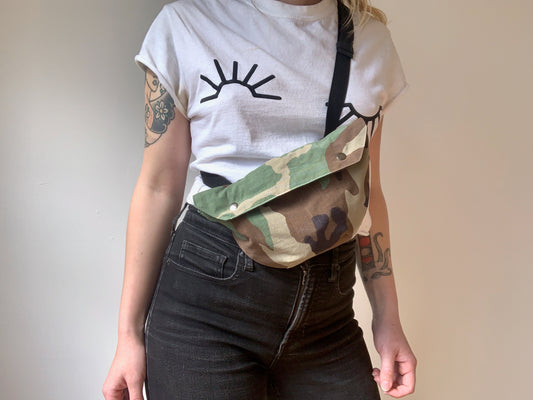 Upcycled Camo Crossbody Fanny Pack