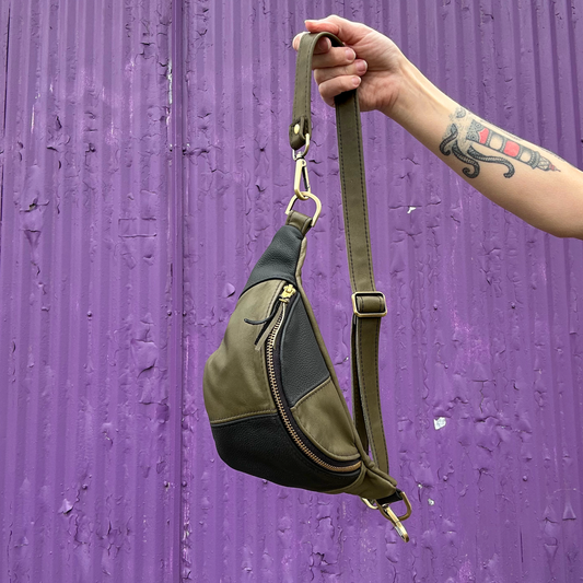 Colorblocked Leather Fanny Pack *Not Vegan*