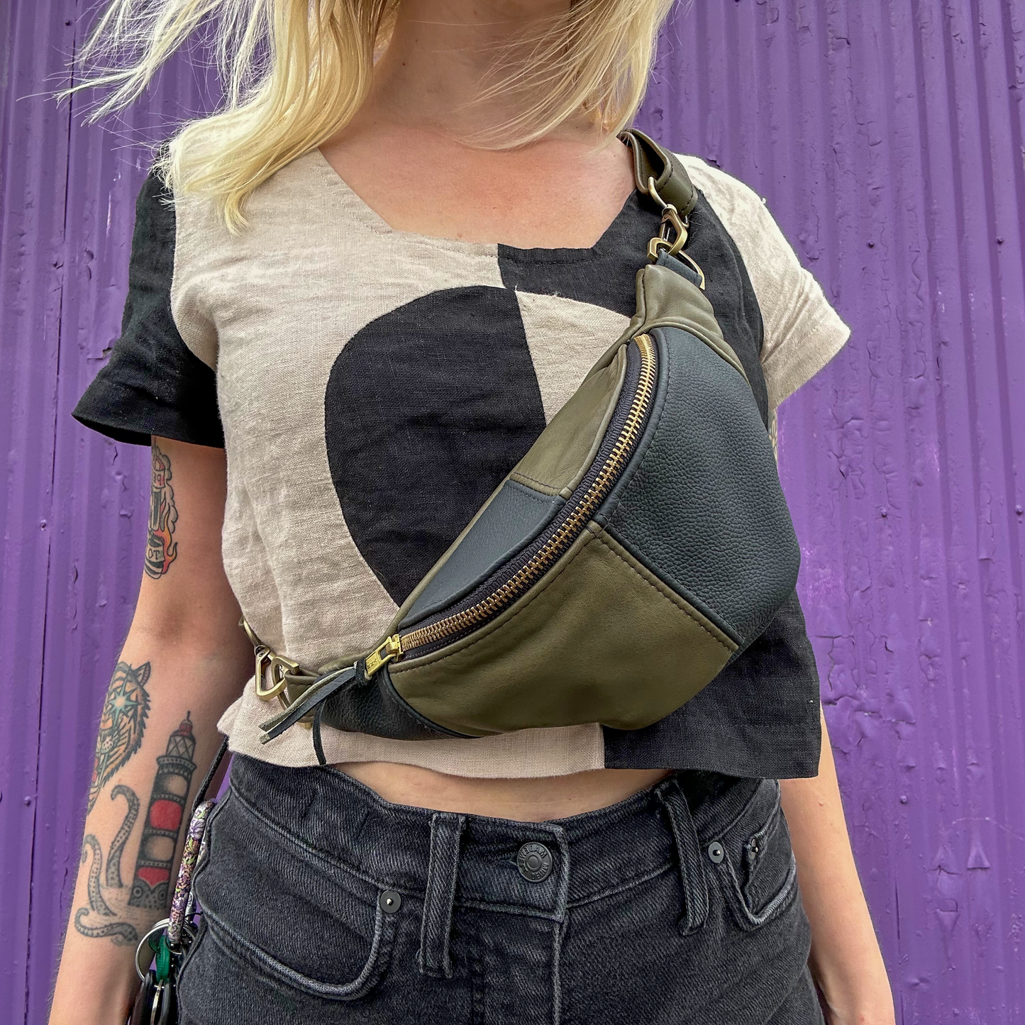 Colorblocked Leather Fanny Pack *Not Vegan*